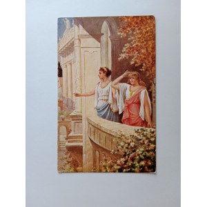 POCZTÓWKA SIENKIEWICZ QUO VADIS AKTE POKAZUJE LIGI DOM NERONA MALARSTWO PRZEDWOJENNA