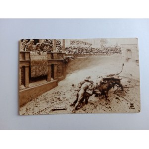 POSTCARD MASTROIANNI SIENKIEWICZ QUO VADIS URSUS WINS THE BULL PAINTING PRE-WAR