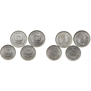 Poland, set: 2 x 1 zloty and 2 x 50 pennies, 1973-1974, Warsaw.