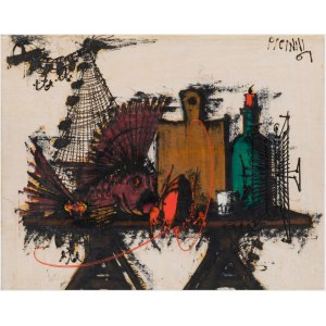 PICCINNI GENNARO Bari 1933 - 2022 "Abstract composition" Oil on panel 50x40 cm from 1961. Signed on the front at upper right. On the back signature and stamp of provenance.