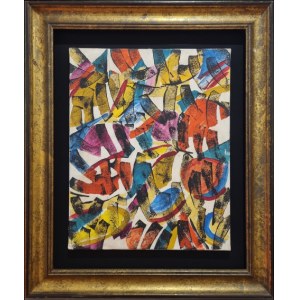 MONCADA IGNAZIO Palermo 1932 - Milan 2012 "Correnti d'aria" Technique mixte sur toile cm 40x50 datée 1993. Au dos signature, titre et date. Archivée sur demande. Œuvre encadrée.