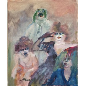 MACCARI MINO Sienne 1898 - Rome 1989 "Sans titre" Huile sur toile 40x50 cm. Signée au recto en bas à gauche. Au verso cachet de la Galerie d'Art Astotre. Authentification sur photo avec dédicace du Maître.