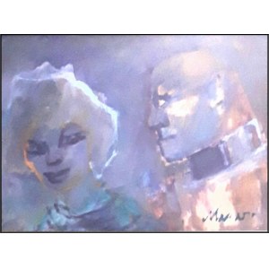 MACCARI MINO Siena 1898 - Rome 1989 "Untitled" Oil on panel cm 40x30 from the 1980s. Signed on the front at lower right. Authentication on photograph by Maestro, archived on photograph by Maccari archive, certified at the