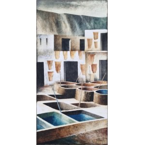 SCUFFI MARCELLO Quarrata 1948 - 2021 "Sans titre" Huile sur toile 38.5x78.5 cm. Signée au recto en bas à droite. Authentification sur la photo.
