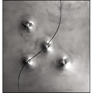 BRESCIANINI ANGELO Brescia 1948 - 2016 &quot;N. 4 spari di fucile calibro 12&quot; Su lastra di acciaio cm 48x48, peso kg 10, del 2008. Sul retro firmata e datata. Autentica su due foto fronte e retro.