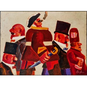 BORGHESE FRANZ Roma 1941 - 2005 &quot;Senza titolo&quot; Olio su tela cm 40x30. Firmato sul fronte in basso a destra e al verso. Certificato di autenticit&agrave; e archiviazione su foto, a cura dello Studio Franz Borghese Santerasmo.