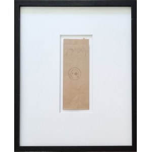 BEUYS JOSEPH Germania 1921 - 1986 &quot;Gut Gerkauft&quot; Tecnica mista su carta cm 9x24,5 del 1976-78. Firmata sul fronte in alto al centro. Certificato di autenticit&agrave; a cura della Livingstone Gallery Olanda e certificato di Elite Shopping TV.