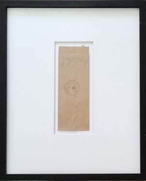 BEUYS JOSEPH Germania 1921 - 1986 "Gut Gerkauft" Tecnica mista su carta cm 9x24,5 del 1976-78. Firmata sul fronte in alto al centro. Certificato di autenticit&agrave; a cura della Livingstone Gallery Olanda e certificato di Elite Shopping TV.