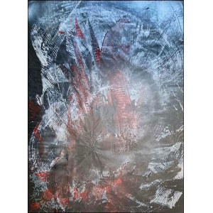 SUMI YASUO Giappone 1925 - 2015 &quot;Work 08&quot; Smalto, inchiostro e spray su carta cm 78x108 del 1975. Firmato sul fronte in basso a sinistra. Al verso firma ed ideogrammi. Certificato di autenticit&agrave; su foto a cura dell'archivio generale dell'