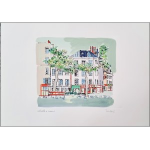 TAMBURI ORFEO Jesi 1910 - Paris 1994 "Sans titre" Sérigraphie aquarellée à la main, sur papier fin, 50x35 cm, une pièce. Signée au recto en bas à droite, inscription "retouché à la main" à gauche.