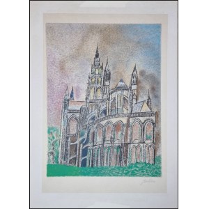 GENTILINI FRANCO Faenza 1909 - Roma 1981 &quot;Cattedrale&quot; Serigrafia su cartoncino cm 50x70. Firmata sul fronte in basso a destra, tiratura E.A. a sinistra. Certificato di garanzia ed autenticit&agrave; a cura della Galleria Elite.