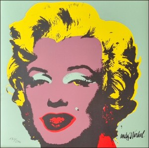 WARHOL ANDY Pittsburgh 1928 - New York 1987 "Marilyn" Riproduzione litografica offset su cartoncino cm 60x60. Firmata in stampa sul fronte in basso a destra, tiratura a matita 1904/2400 in basso a sinistra. Sul retro timbro Edizioni CMOA e ologr