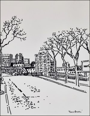 TAMBURI ORFEO Jesi 1910 - Parigi 1994 "Senza titolo" China su cartoncino cm 21x30. Firmato sul fronte in basso a destra. Autentica su foto a cura del Maestro.