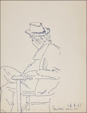 TAMBURI ORFEO Jesi 1910 - Parigi 1994 "Carr&agrave; al forte" Penna su cartoncino cm 21x27 del 1963, corredata di passepartout. Firma, data e luogo sul fronte in basso a destra. Autentica su foto a cura del Maestro.