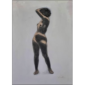 PUGLIESE ENOTRIO Buenos Aires 1920 - Pizzo 1989 &quot;Senza titolo&quot; Tecnica mista su cartone pesante cm 50x70. Firmata sul fronte in basso a destra.