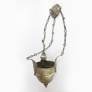 Suspension lamp in silver metal