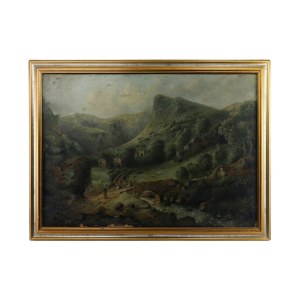 Aperçu du paysage avec les troupeaux