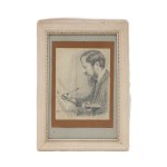 Male portraits, lot of two dark pencil drawings on paper