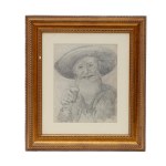 Male portraits, lot of two dark pencil drawings on paper
