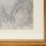 Male portraits, lot of two dark pencil drawings on paper