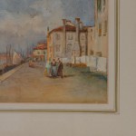 Vue du port avec des bateaux, des personnages et des bâtiments