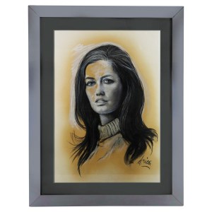 Portrait of a woman, pencil drawing on paper