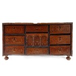 Walnut coin chest with nine drawers