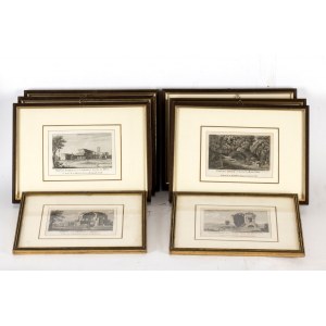 Lot of eight engravings with views of Rome