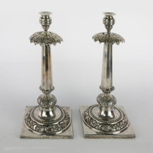 Pair of 800/1000 silver candlesticks