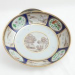 Lot of two polychrome porcelain coffee cups with saucer,