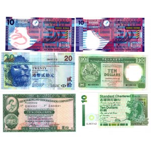 Hongkong, zestaw 6 sztuk banknotów
