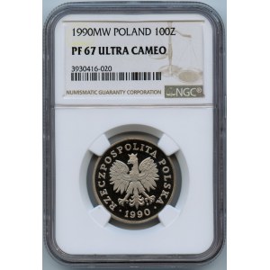 PRL, 100 złotych 1990 - NGC PF67 ULTRA CAMEO - LUSTRZANKA