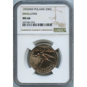 20.000 złotych 1993 Jaskółki - NGC MS 66