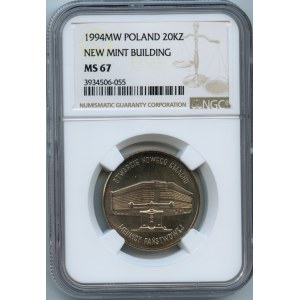 20.000 złotych 1994 Otwarcie nowego gmachu Mennicy - NGC MS 67