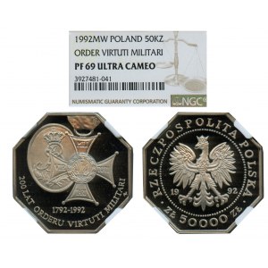 50.000 złotych 1992, 200 Lat Orderu Virtuti Militari - NGC PF69 ULTRA CAMEO