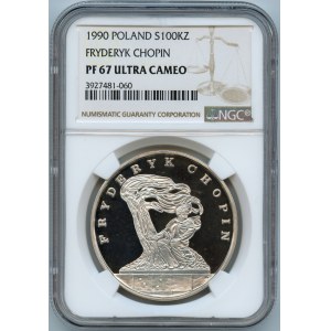 PRL, 100.000 złotych 1990 Chopin Mały Tryptyk - NGC PF67 ULTRA CAMEO