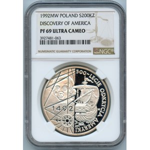 200.000 złotych 1992 - 500-lecie odkrycia Ameryki - NGC PF69 ULTRA CAMEO