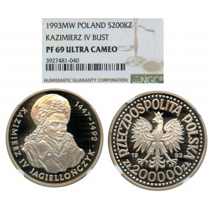 200.000 złotych 1993 - Kazimierz IV Jagiellończyk - NGC PF69 ULTRA CAMEO
