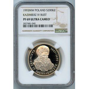 200.000 złotych 1993 - Kazimierz IV Jagiellończyk - NGC PF69 ULTRA CAMEO