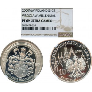 10 złotych 2000 - 1000-lecie Wrocławia - NGC PF69 ULTRA CAMEO