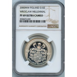 10 złotych 2000 - 1000-lecie Wrocławia - NGC PF69 ULTRA CAMEO