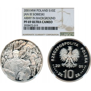 10 złotych 2001, Jan III Sobieski, popiersie - NGC PF69 ULTRA CAMEO