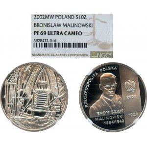 10 złotych 2002, Bronisław Malinowski - NGC PF69 ULTRA CAMEO