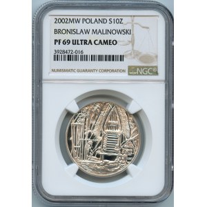 10 złotych 2002, Bronisław Malinowski - NGC PF69 ULTRA CAMEO
