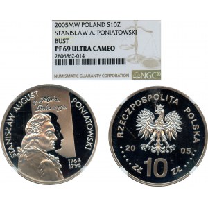 10 złotych 2005, St. A. Poniatowski popiersie - NGC PF69 ULTRA CAMEO