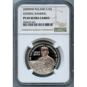 10 złotych 2009, 180 Lat Bankowości Centralnej - NGC PF69 ULTRA CAMEO