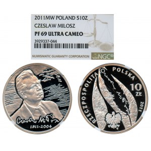 10 złotych 2011, Czesław Miłosz (1911-2004) - NGC PF69 ULTRA CAMEO