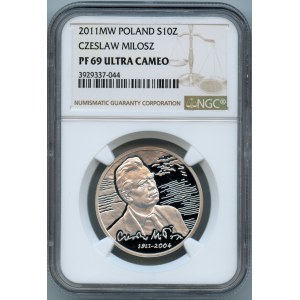 10 złotych 2011, Czesław Miłosz (1911-2004) - NGC PF69 ULTRA CAMEO