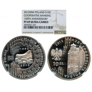 10 złotych 2012, 150-lecie bankowości spółdzielczej w Polsce - NGC PF69 ULTRA CAMEO