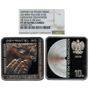10 złotych 2014, Grzegorz Ciechowski - Obywatel GC - NGC PF 69 ULTRA CAMEO